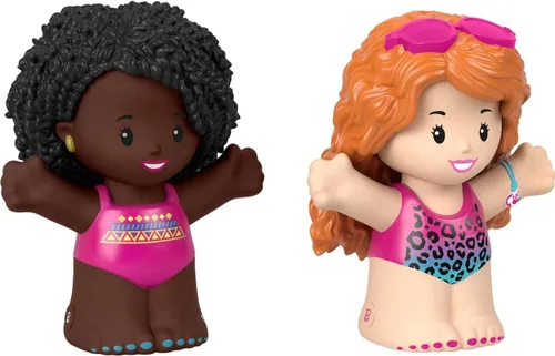 Fisher-Price Little People - Juego de figuras de natación de Barbie con 2 personajes para preescolar, juego de simulación para niños a partir de 18