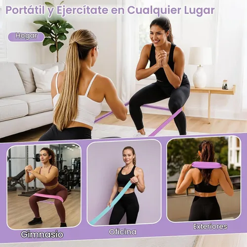 Vista 5 de Kifmurase 6 bandas de resistencia de tela para piernas, 3 niveles de fuerza, banda elástica de ayuda para estiramiento con bolsa portátil, bandas