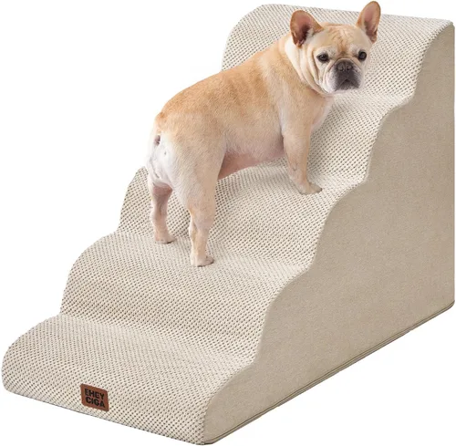 Vista 44 de EHEYCIGA Rampa de escaleras curvadas para perros pequeños de 15.7 pulgadas de alto, escalones para perros de 3 escalones para sofá y silla