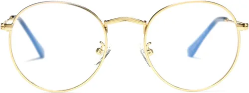 Vista 6 de Pro Acme Marco clásico redondo de metal transparente para lentes unisex (dorado - filtro de luz azul)