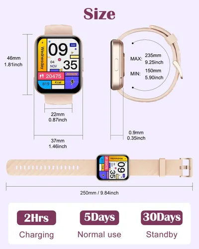 Vista 8 de RUIMEN Relojes inteligentes para mujeres y hombres (responderhacer llamadas) compatibles con teléfonos iPhoneAndroid, pantalla HD de 1.85 pulgadas