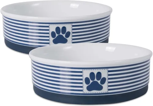 Vista 24 de Bone Dry Ceramic Stripe Paw - Cuencos para mascotas, aptos para lavavajillas, pequeños, 4.25 x 2, negro, 2