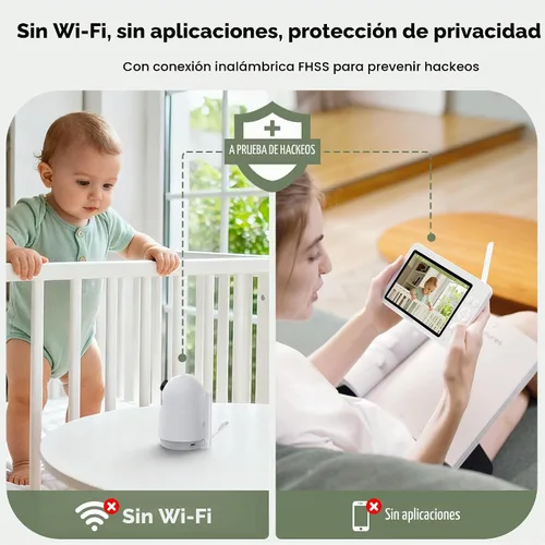 Vista 7 de bonoch Monitor de bebé V2.0 MegaView 7" 1080P sin WiFi, prueba de hack Blanco perla