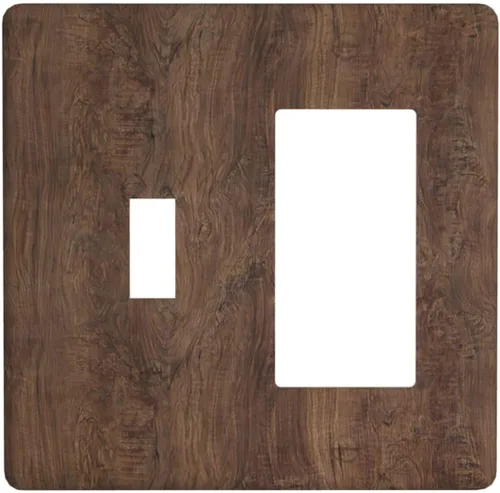 Vista 88 de Cubiertas de tomacorrientes, mármol negro y dorado, hojas blancas doradas, 1 palanca, 1 combinación basculante, placa decorativa de pared, placa