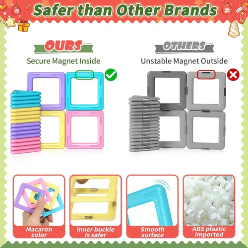 Vista 3 de Juguetes para niñas pequeñas, azulejos magnéticos 44 piezas, ideas de regalos de cumpleaños para niñas de 3 a 5 años, bloques de construcción