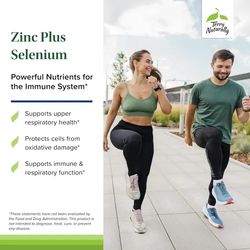 Vista 3 de Terry Naturally Zinc Plus Selenio - Suplemento de salud inmune y respiratoria - Suplemento mineral con quelato de bisglicinato de zinc - Fórmula