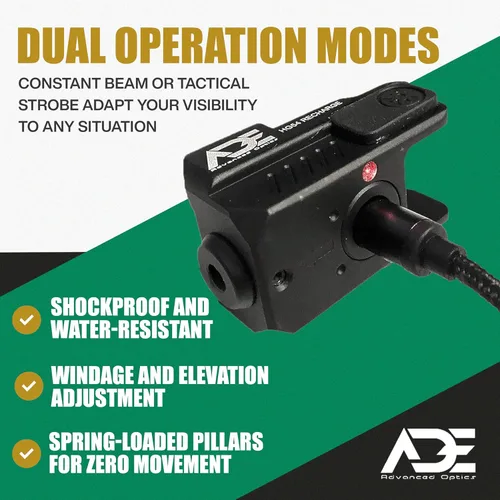 Vista 5 de Ade Advanced Optics HG54R - Luz láser recargable para pistola, mira LED roja con combo estroboscópico para pistola, compatible con Springfield