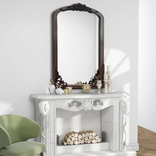 Vista 13 de NicBex Espejo de pared vintage arqueado de 36 x 24 pulgadas, marco de madera maciza, negro