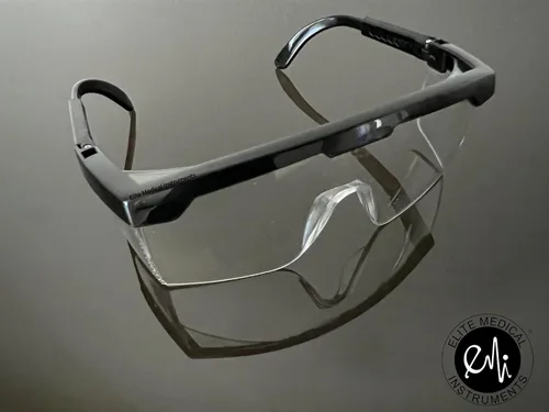 Vista 7 de EMI # 411 - Gafas de seguridad médica ajustables de marco completo, color negro