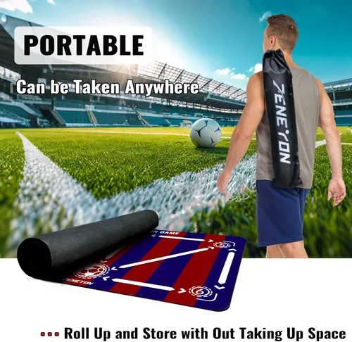 Vista 4 de Soccer Training Mat with Adjustable Soccer Trainer - Non-Slip Soccer Training Equipment for Kids Youth to Boost Speed, Strength & Coordination