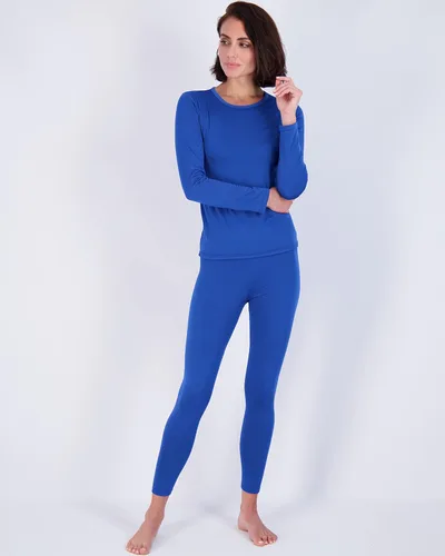 Vista 2 de 4 piezas conjunto de ropa interior térmica para mujer ropa interior térmica para mujer parte superior e inferior con forro polar