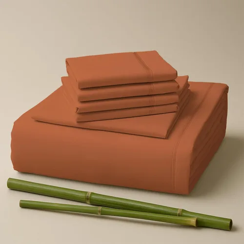 Vista 46 de Sacred Thread Juego de sábanas de 6 piezas de rayón derivado de bambú, juego de ropa de cama y fundas de almohada con bolsillos profundos, ropa