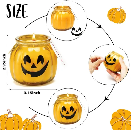 Vista 5 de Velas de otoño, 3 velas en forma de calabaza, velas perfumadas de otoño, juego de 3 velas perfumadas de especias de calabaza, regalos de Acción