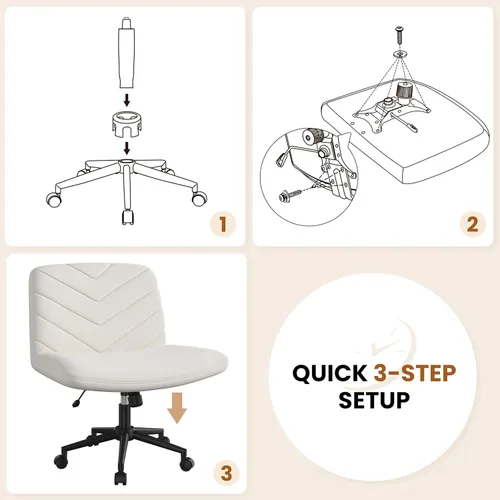 Vista 5 de Yaheetech Silla de Escritorio de Oficina con Patas Cruzadas Anchas sin Ruedas, Sillas Giratorias Cómodas para Computadora de Tocador para Hogar