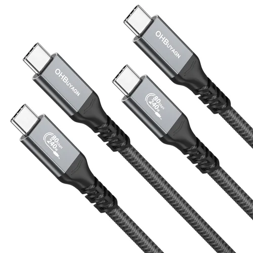 Vista 9 de Cable USB 4 V2 de 80 Gbps para cable corto Thunderbolt 4 de 1.64 pies, ancho de banda Boost 120Gbps para 16K/Dual 8K, PD 240W carga rápida para USB