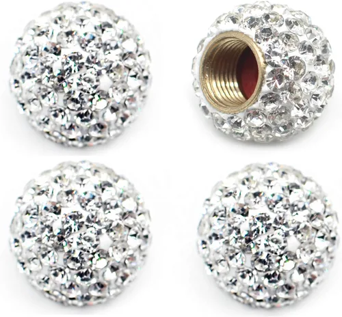 Vista 8 de Tapones de válvula de neumático de automóvil, paquete de 4 tapones de aire de vástago de válvula de neumático de automóvil con diamantes