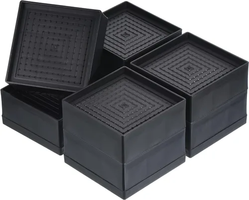 Vista 18 de uxcell Elevadores de cama, 4 piezas, elevadores de muebles de 1.5 pulgadas, elevador de sofá cuadrado ajustable con alfombrilla antideslizante