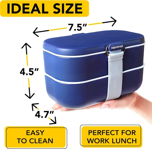 Vista 36 de Lonchera Bento apilable aislada para adultos con palillos reutilizables, lonchera japonesa apta para microondas y a prueba de fugas, para hombres