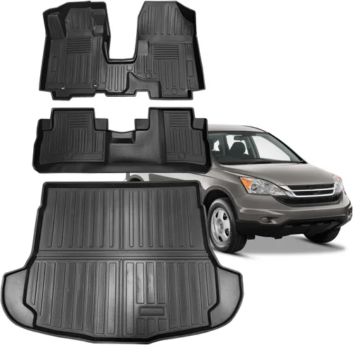 Vanseno Alfombrillas de suelo y revestimiento de carga para Honda CRV CR-V 2007 2008 2009 2010 2011 LX SE EX EX-L Alfombrillas de protección de goma