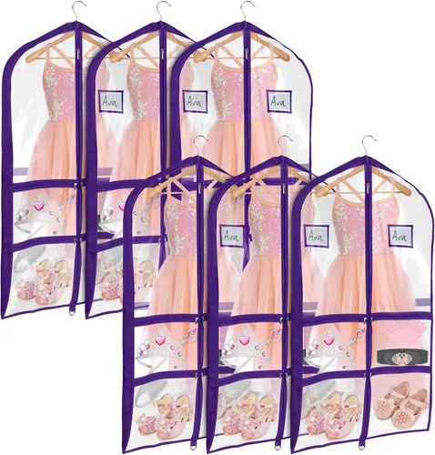 Vista 20 de Univivi Bolsas de PVC transparente para disfraz de baile, bolsa de ropa de 35 pulgadas para competiciones de baile, con 3 bolsillos separados