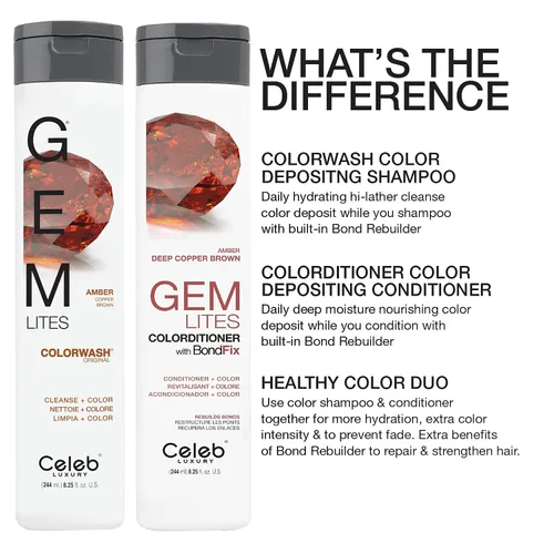 Vista 7 de Celeb Luxury Colorwash Color Depositing Shampoo - Color Refresher, Vegan Hair Dye, Bondfix Bond Rebuilder, Viral and Gem Lites