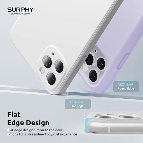Vista 4 de SURPHY Funda de diseño para iPhone 11 Pro Max con protección para cámara, diseño de borde recto, silicona líquida delgada, piedra