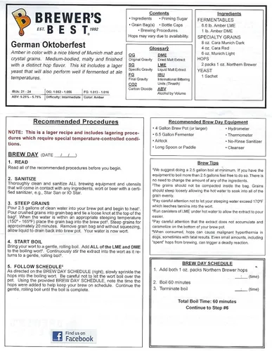 Vista 3 de Brewer's Best Kit de ingredientes de elaboración casera del Oktoberfest alemán