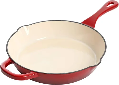 Vista 10 de Crock Pot Artisan - Sartén redonda de hierro fundido esmaltado, 8 pulgadas, color rojo escarlata