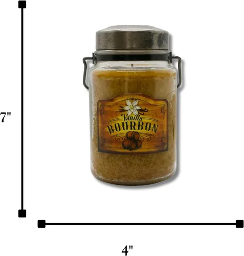 Vista 3 de McCall’s Candles Vanilla Bourbon Vela perfumada de 26 onzas Hecha en EE. UU. Frasco rústico vintage con asa de transporte Fragancia cálida