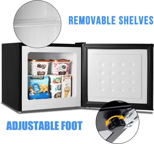 Vista 4 de Antarctic Star Mini congelador vertical -1.2 pies cúbicos Congelador compacto con estantes extraíbles y termostato ajustable, para el hogar, la Negro