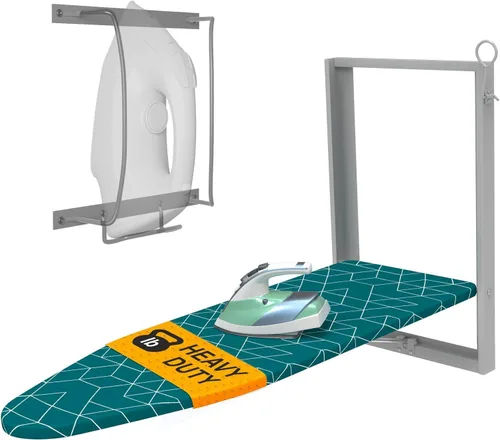 Vista 13 de Xabitat Tabla de planchar montada en la pared con soporte para plancha, 36.2" X 12.2" tabla de planchar plegable de montaje compacto para espacios
