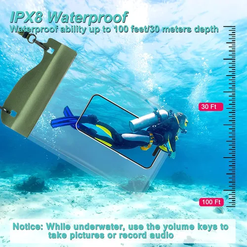 Vista 3 de YUMQUA Bolsa grande resistente al agua, paquete de 2 [hasta 11.3 pulgadas], IPX8 impermeable para teléfono celular, bolsa seca compatible con iPhone