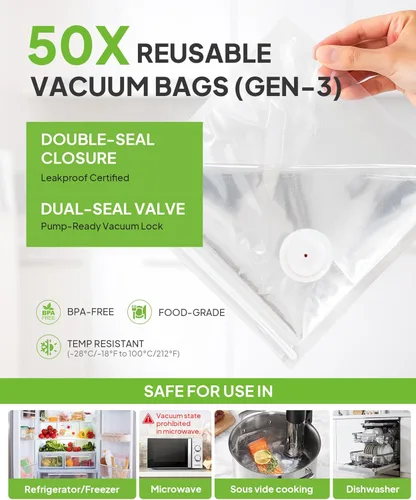 Vista 7 de Compact Vacuum Sealer for Food, Handheld Portable Vacuum Sealer Machine for Food Storage, Powerful Seal Meal Saver, 30 Reusable Vacuum Bags, for