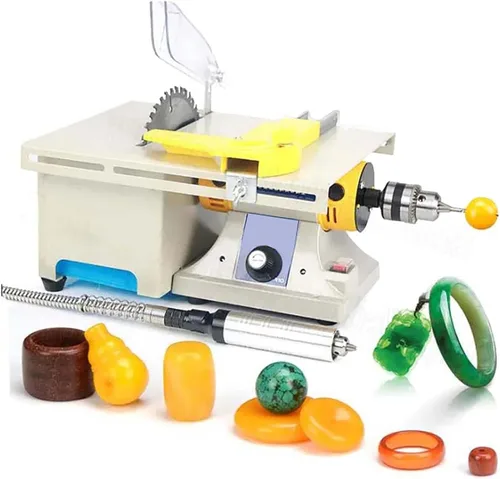 Sierra lapidaria de joyería para cortar rocas, mini sierras de mesa amoladora máquina pulidora 0-10000r/min con eje flexible, mesa derecha, 220v