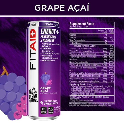 Vista 3 de FITAID RX Zero Sugar, creatina encapsulada, bebida de recuperación de entrenamiento, mezcla todo en uno, BCAA, glucosamina, cúrcuma, complejo B