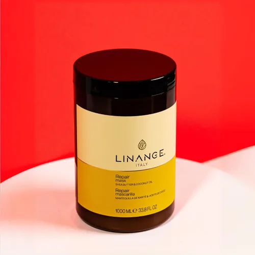 Vista 4 de LINANGE Mascarilla reparadora con manteca de karité y aceite de coco, tratamiento nutritivo para el cabello, 33.8 oz.