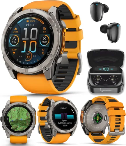 Vista 29 de Compra el Garmin Fenix 8 – 43 mm, reloj inteligente AMOLED multideporte con GPS, plateado con banda de silicona Whitestone, auriculares negros