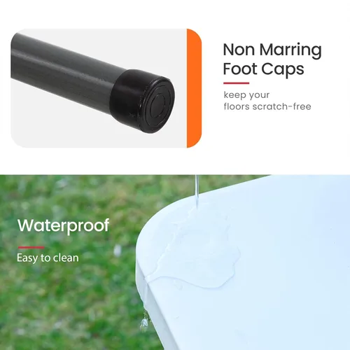 Vista 6 de Mesa plegable de 8 pies, mesas plegables de plástico resistente con asa de transporte, mesa plegable por la mitad ligera con función de bloqueo