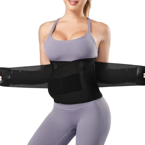 Urheiluer Waist Trainer for Women Corset Zipper Waist Cincher Trimmer Workout Body Shaper Sweat Sports Girdle Belt