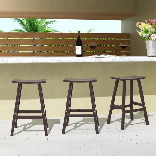 Vista 37 de Costaelm Juego de 2 taburetes de bar para todo tipo de clima, 29 pulgadas de altura, taburetes de bar Adirondack de polietileno para patio, terraza