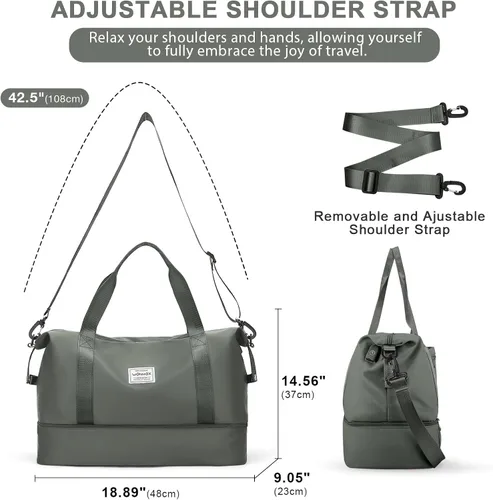 Vista 5 de Bolsa de lona de viaje, bolsa de gimnasio deportiva, bolsa de hombro para fin de semana para mujer