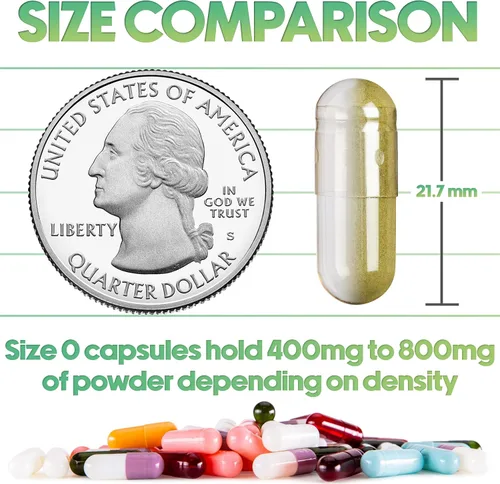 Vista 2 de XPRS Nutra Size 0 Empty Capsules - 500 Count Empty Gelatin Capsules - Empty Pill Capsules - DIY Capsule Filling - Pure Bovine Pill Capsules Empty