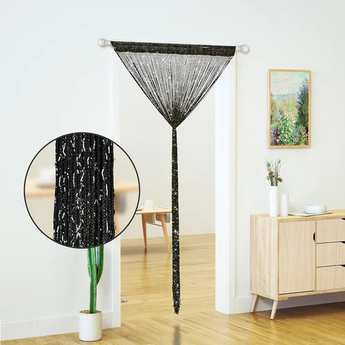 Vista 3 de 2 cortinas con tiras para puerta, divisor de sala de estar, dormitorio, puerta, colgante, decoración de lentejuelas hippie con flecos, cortinas