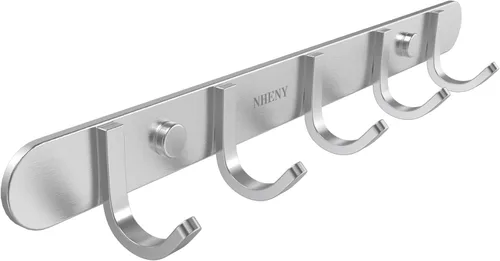 Vista 9 de Perchero de pared con gancho para toalla y 4 ganchos de 11 pulgadas, colgador para ropa, bolsos, llaves, fácil de instalar, barra para dormitorio