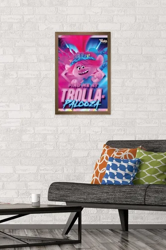 Vista 2 de Trends International Trolls Band Together - Póster de pared de amapola, 14.72 x 22.37 pulgadas, versión enmarcada en bronce