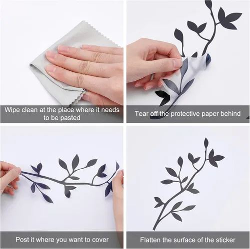 Vista 6 de SUPERDANT 31 calcomanías de pared de hojas, plantas verdes, hojas, calcomanías de vinilo, ramas con hojas verdes, calcomanías de pared, arte