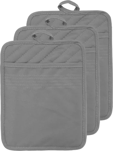 Vista 24 de Oven Pot Holder with Pocket Cotton Heat Resistant Coaster Potholder Kitchen Hot Pad Oven Mitts for Cooking and Baking Square 7"x9" (Aqua, Silicone)