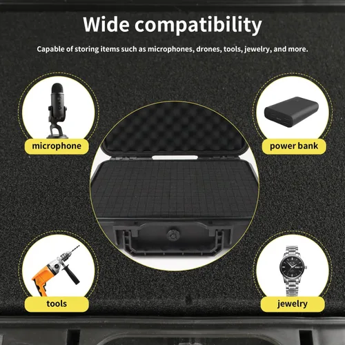 Vista 5 de Estuche rígido de transporte con hoja de espuma en forma de cubo pre-perforada en línea para joyería, reloj de pulsera, electrónicos