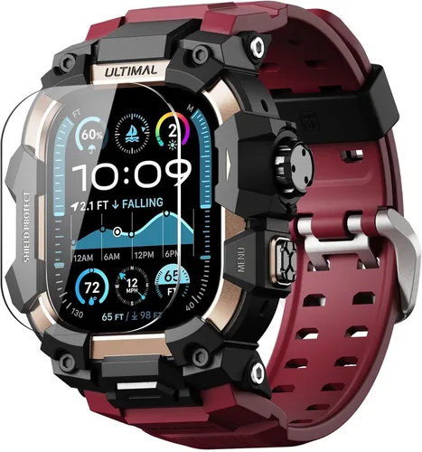 Vista 15 de ULTIMAL - Funda resistente con correa para Apple Watch 49mm, compatible con Apple Watch Ultra 3/2/1, cubierta protectora a prueba de golpes de grado
