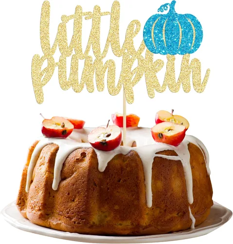 Gyufise Decoración de pastel de calabaza – Decoración azul para pastel de baby shower para cumpleaños, Halloween, suministros de fiesta de Acción de